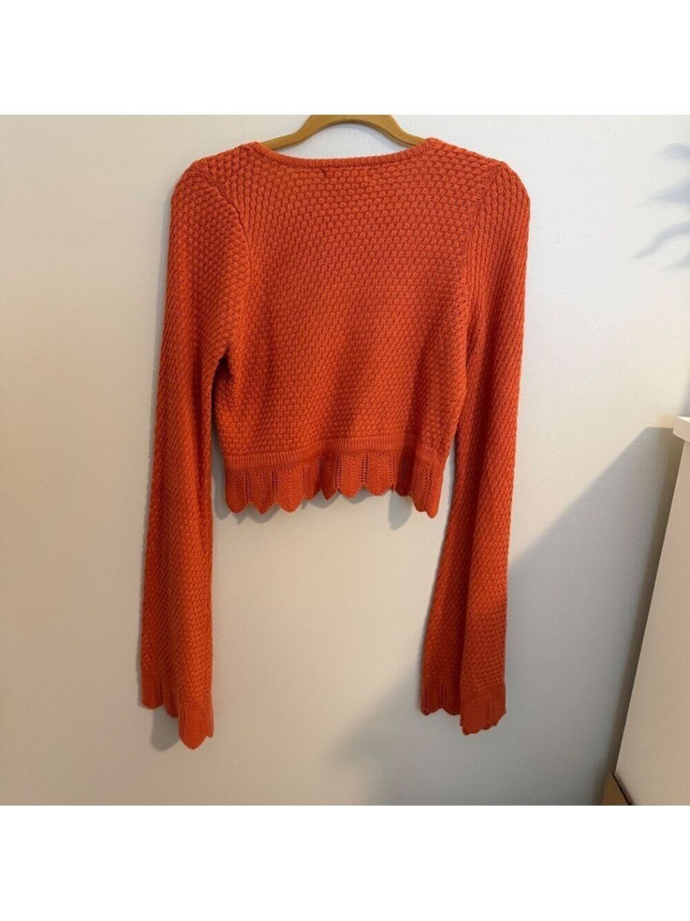 Lulus Total Frills Rust Orange Knit Drawstring Cropped Sweater Top - Picture 4 of 10